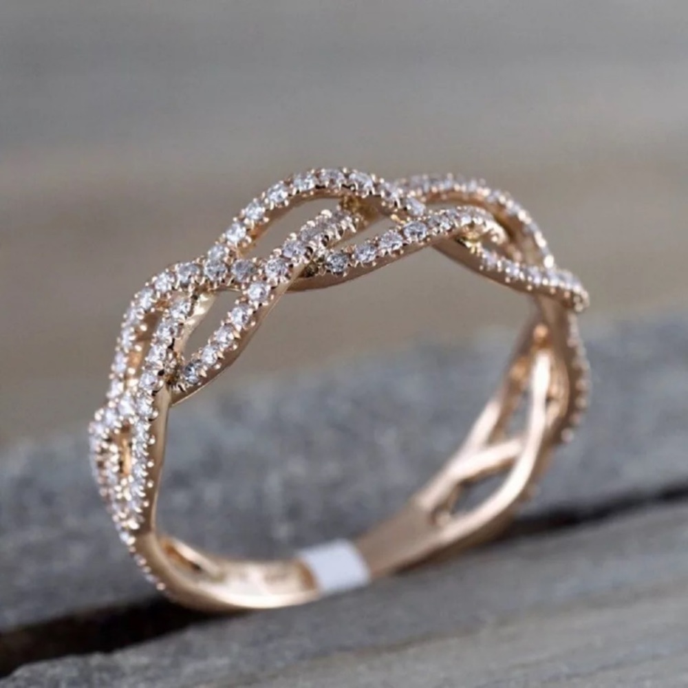 Rings For Women Rose Gold Micro Zirconia Tail - Picture 1 of 8